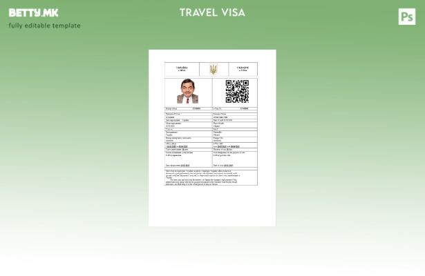 модерен стил Украина е виза во шаблон за Word и Pdf